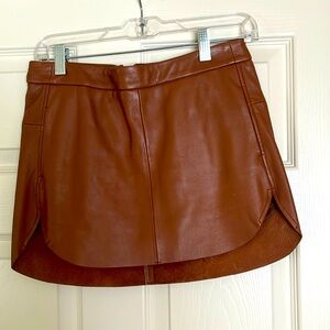 100% Lambskin Leather Mini Skirt (brown)
